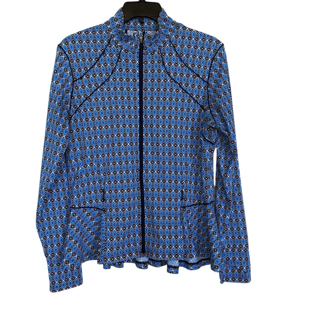 Coolibar Blue and Black Geometric Swim Coverup